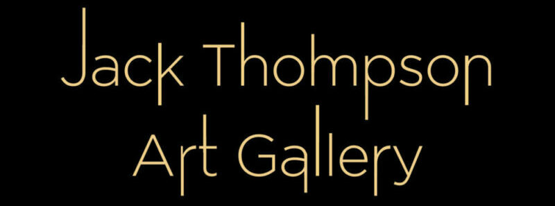 Gold Text containing the website title - Jack Thompson Art Gallery, written on a black Background